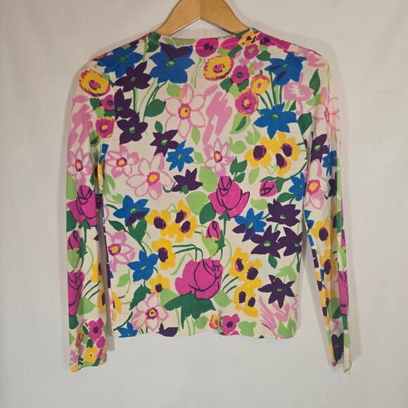 J Crew Floral Pullover Lightweight Sweater Kidcore Spring Summer Bright S - Picture 6 of 7